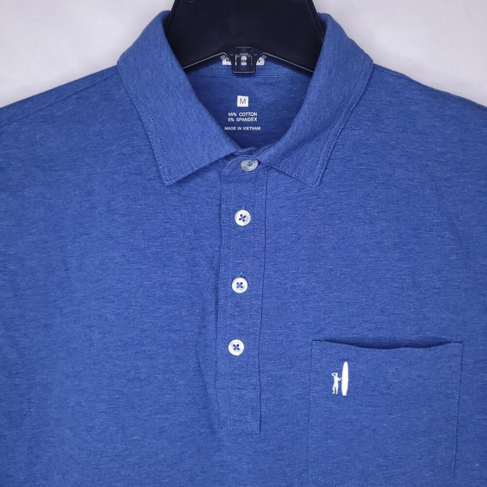 Johnnie O Polo Shirt Mens Medium Heathered Blue Short Sleeve Oceanside